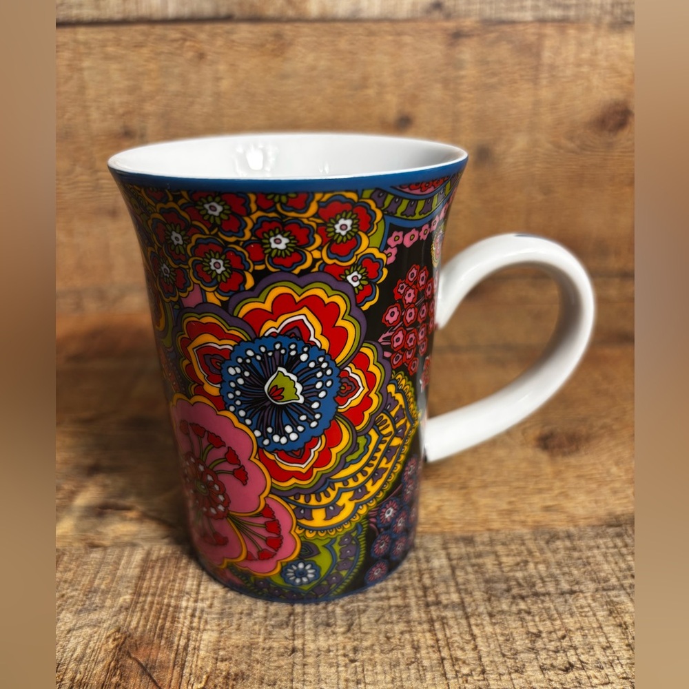 Vera Bradley Barnes & Nobles Symphony In Hue Flowers Coffee Tea Mug Cup